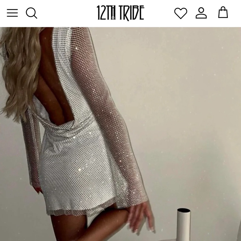 12th Tribe White Rhinestone Dress